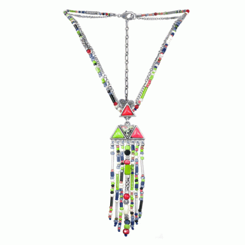 Колье из коралла, жемчуга, нефрита и текстиля KADJA 15--60761