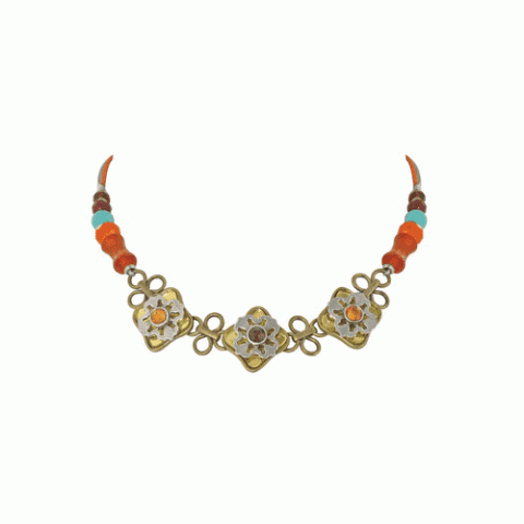 Колье из агата, нефрита, бирюзы и пирита ARIZONA 15--M1320