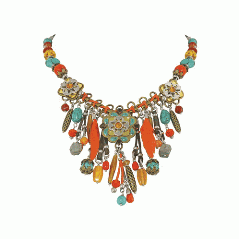 Колье из агата, нефрита, бирюзы и пирита ARIZONA 15--M1321