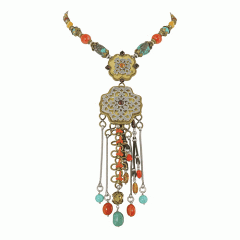 Колье из агата, нефрита, бирюзы и пирита ARIZONA 15--M1323