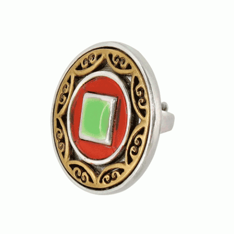 Кольцо из коралла, цитрина, хризопраза и тигрового глаза ESMERALDA 19--1075M