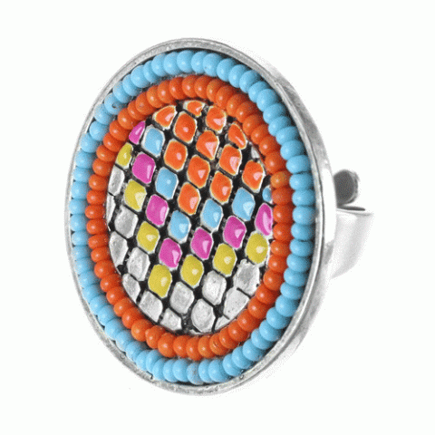 Кольцо из говлита, содалита и ракушки TITA LOCA 19--60934