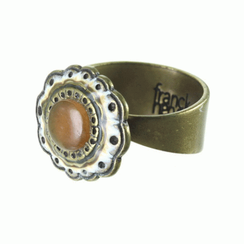 Кольцо из говлита, рога Зебу, кварца и кристаллов Сваровски FAUSTINE 19--60941