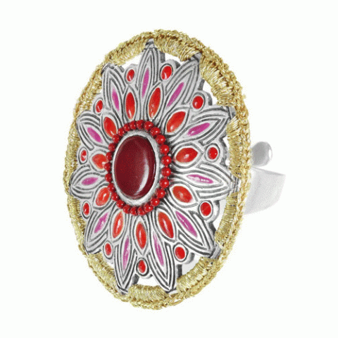 Кольцо из коралла, нефрита и Тагуа CORENTINE 19--60953