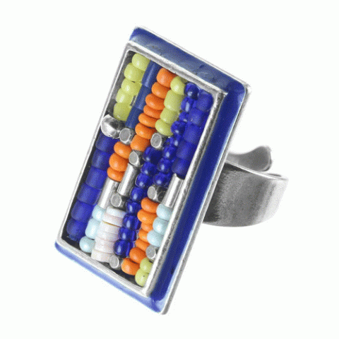 Кольцо из коралла, говлита, ляписа лазури и Тагуа LILOANE 19--60963