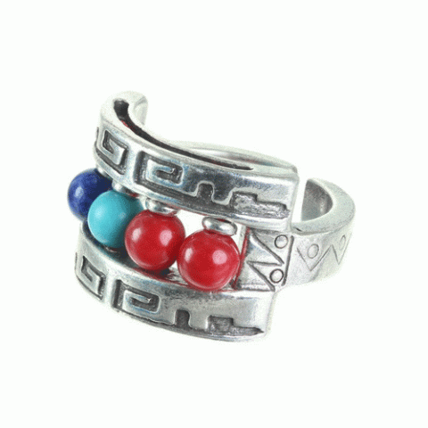 Кольцо из коралла, ляписа лазури, лавы и Сваровски KANDA 19--60983