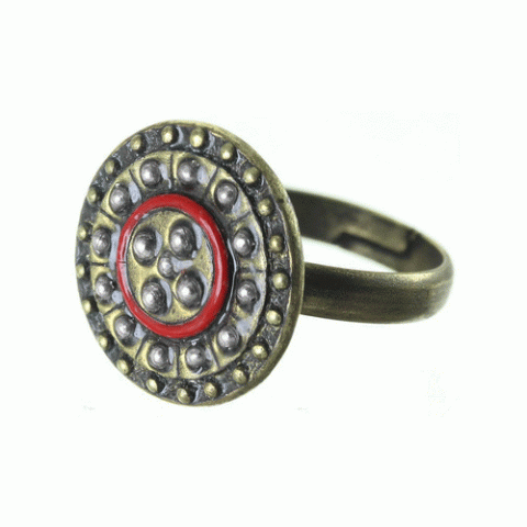 Кольцо из граната, коралла, гематита и ракушки ECUADOR 19--61011