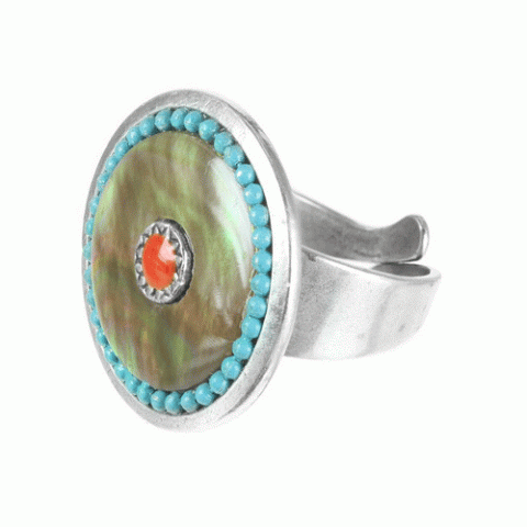 Кольцо из коралла, нефрита, говлита и тигровой ракушки CHIARA 19--61024