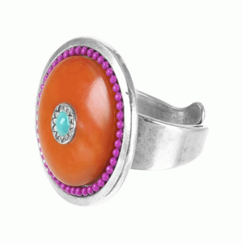 Кольцо из коралла, нефрита, говлита и тигровой ракушки CHIARA 19--61025