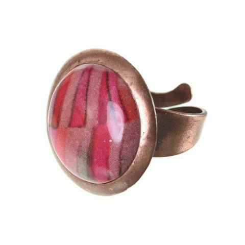 Кольцо из коралла, тигрового глаза, нефрита и кожи змеи THALIA 19--61031
