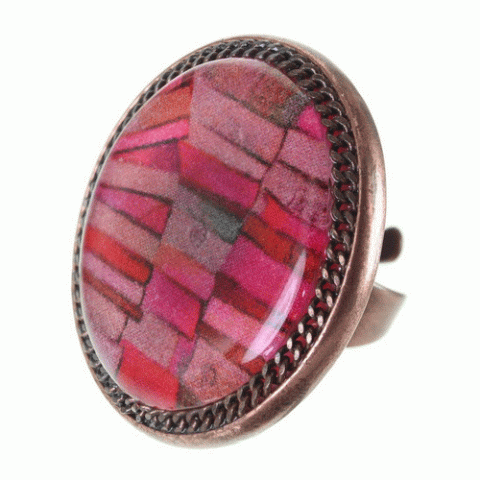 Кольцо из коралла, тигрового глаза, нефрита и кожи змеи THALIA 19--61032