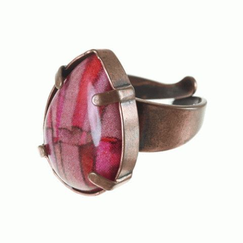 Кольцо из коралла, тигрового глаза, нефрита и кожи змеи THALIA 19--61033