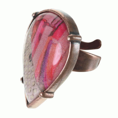 Кольцо из коралла, тигрового глаза, нефрита и кожи змеи THALIA 19--61034