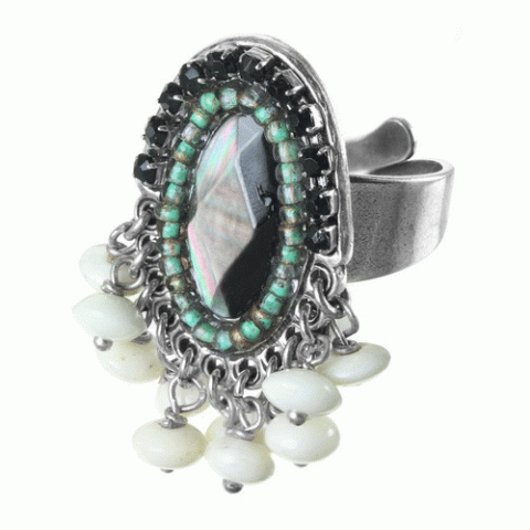 Кольцо из амазонита, яшмы, кокоса и Сваровски SEZANE 19--61062
