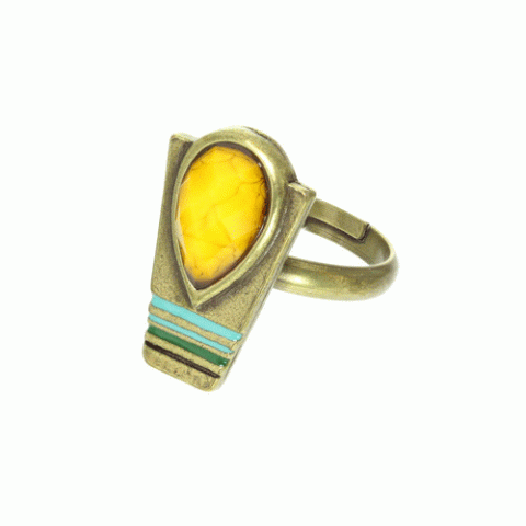 Кольцо из бусин, рога, семян Тагуа и кристаллов Swarovski ANOUK 19--61094