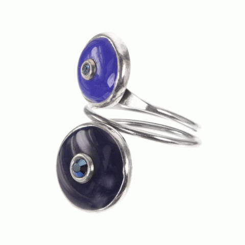 Кольцо из агата, гематита, лазурита, содалита и Swarovski LOU 19--61155
