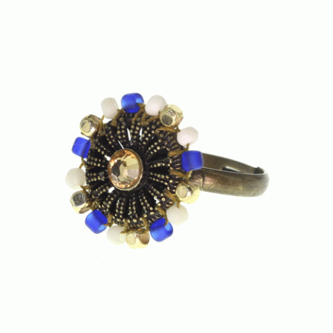 Кольцо из жемчуга, лазурита, лунного камня и Swarovski JOANA 19--61174