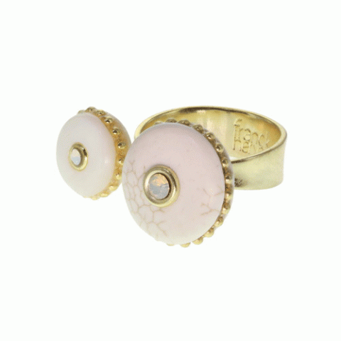 Кольцо из яшмы, дерева Байонг, моллюсков и Swarovski ALICIA 19-61244