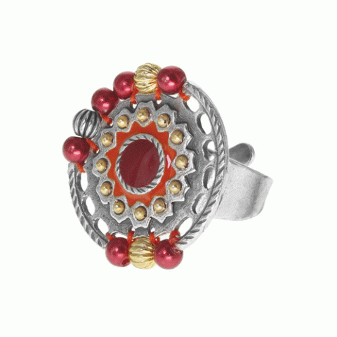 Кольцо из жемчуга, хрустальных бусин, трокаса и кожи ANOUSH 19-61252