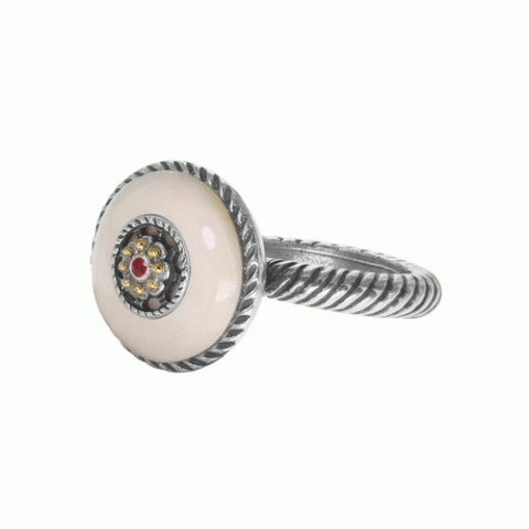 Кольцо из жемчуга, хрустальных бусин, трокаса и кожи ANOUSH 19-61253