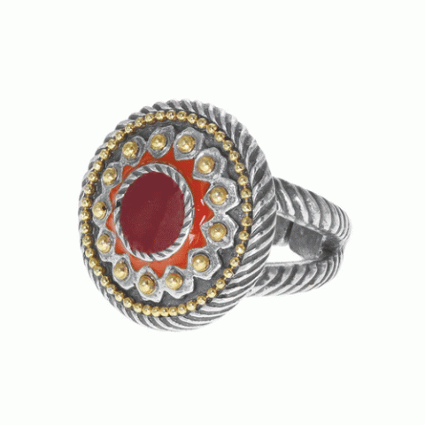 Кольцо из жемчуга, хрустальных бусин, трокаса и кожи ANOUSH 19-61254