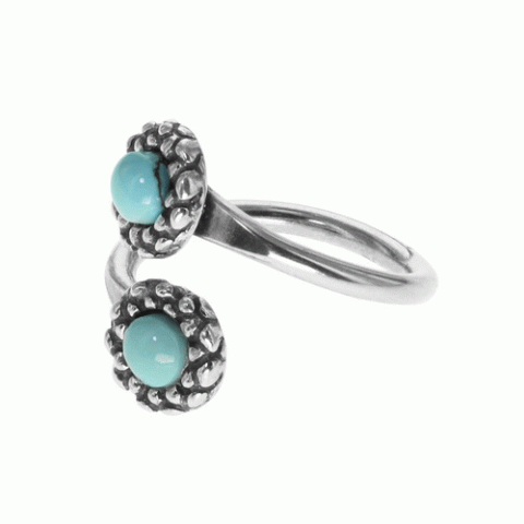 Кольцо из амазонита, глины, коралла, жемчуга, яшмы и бирюзы LOUVE 19-61266