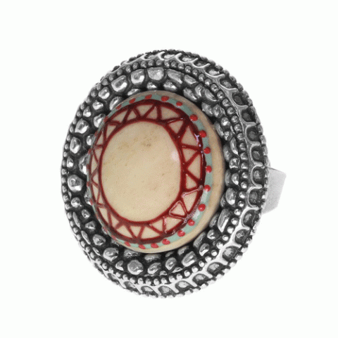 Кольцо из амазонита, глины, коралла, жемчуга, яшмы и бирюзы LOUVE 19-61267