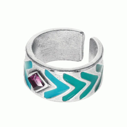 Кольцо из тигрового глаза, дерева Сибукао, говлита, перьев и Swarovski KIMYA 19-61284