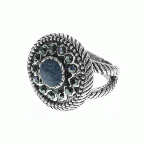 Кольцо из лавы, хрустальных бусин, семян Тагуа и Swarovski AMY 19-61354