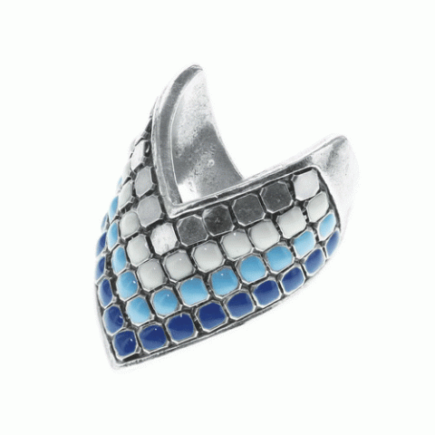 Кольцо из ляписа лазури, коралла, ангелита и Семян Бури OCEANE 19-61360