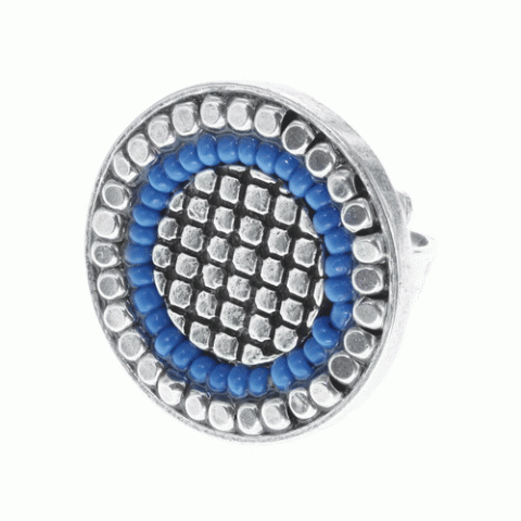 Кольцо из ляписа лазури, коралла, ангелита и Семян Бури OCEANE 19-61362
