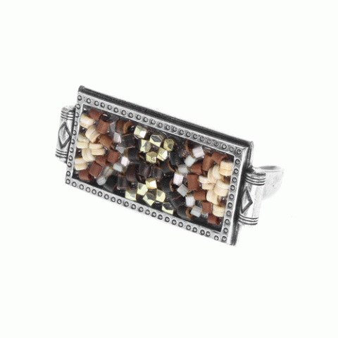 Кольцо из коралла, говлита, яшмы, нефрита, змеевика и Swarovski CARLOTA 19-61370