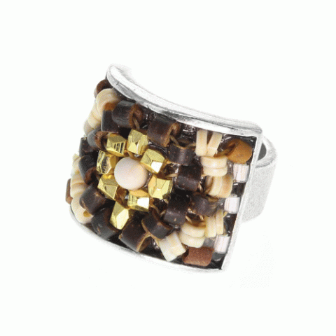 Кольцо из коралла, говлита, яшмы, нефрита, змеевика и Swarovski CARLOTA 19-61372