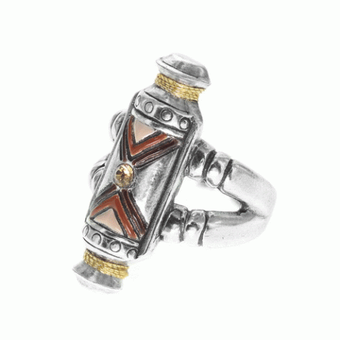 Кольцо из коралла, говлита, яшмы, нефрита, змеевика и Swarovski CARLOTA 19-61374