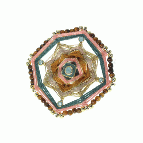 Кольцо из тигрового глаза, малахита, коралла и Swarovski SUNNY 19-61380