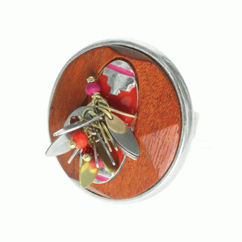 Кольцо из агата, коралла, кокоса, дерева Сибукао и Swarovski ZELINE 19-61390