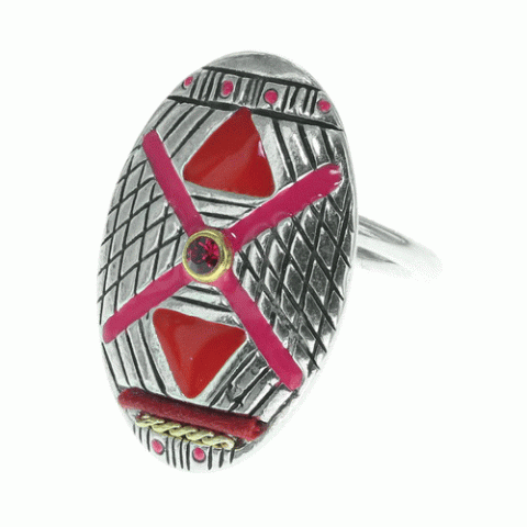 Кольцо из агата, коралла, кокоса, дерева Сибукао и Swarovski ZELINE 19-61392