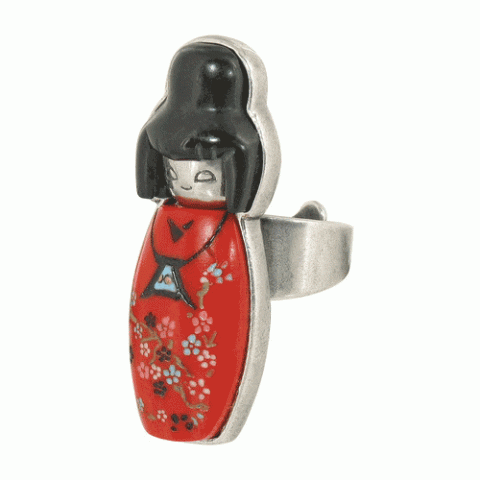 Кольцо из жемчуга, оникса и коралла KOKESHI 19--1312M