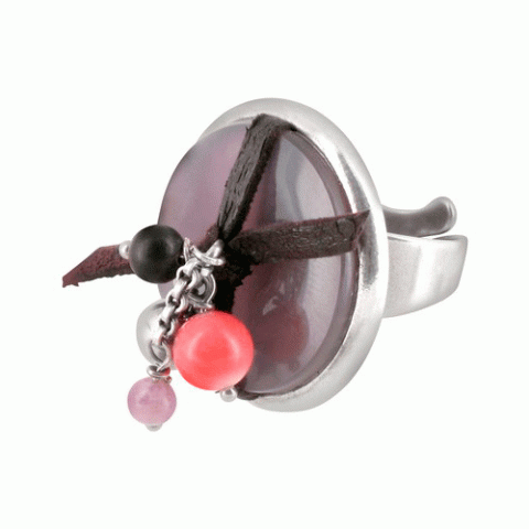 Кольцо из коралла и аметиста WILD LADY agate ring 