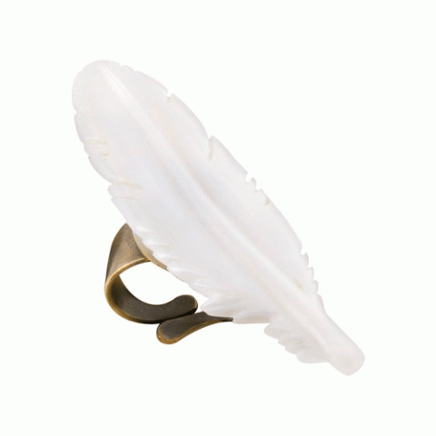 Кольцо из сибукао и эбенового дерева BIRDY MOP feather ring