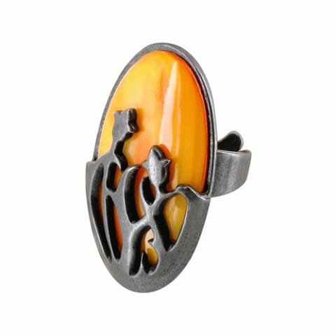 Кольцо из окрашенного нефрита ANTHRACITE orange oval ring