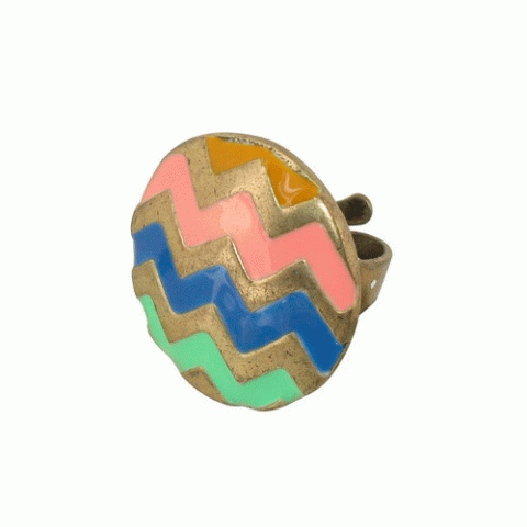 Кольцо из агата, перламутра и родонита VIBRATION round metal ring