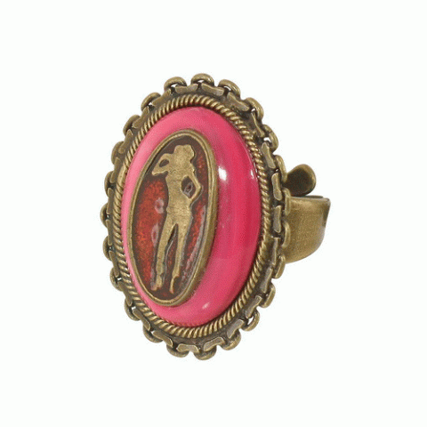 Кольцо из родонита и розового перламутра CHARLIE ring w/silhouette on MOP