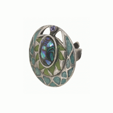 Кольцо из нефрита и аметиста ALINOE XL round ring