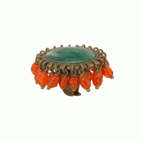 Кольцо из аметиста, цитрина и нефрита SAUVAGE orange multidangles ring