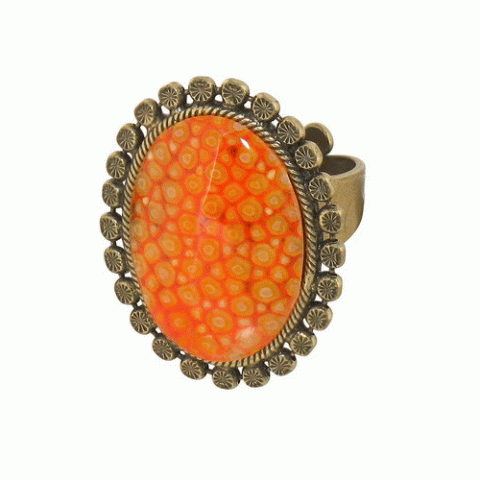 Кольцо из аметиста, цитрина и нефрита SAUVAGE orange oval ring