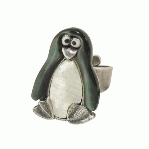 Кольцо из горного хрусталя и халцедона BANQUISE small penguin ring