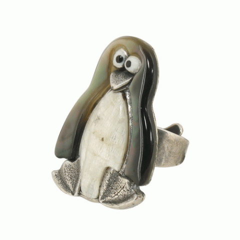 Кольцо из горного хрусталя и халцедона BANQUISE XL penguin ring