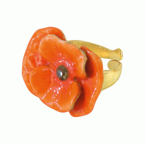 Кольцо из розового перламутра и коралла COLCHIC flower ring