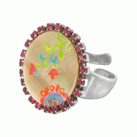 Кольцо из говлита и нефрита GIPSY  medium size ring